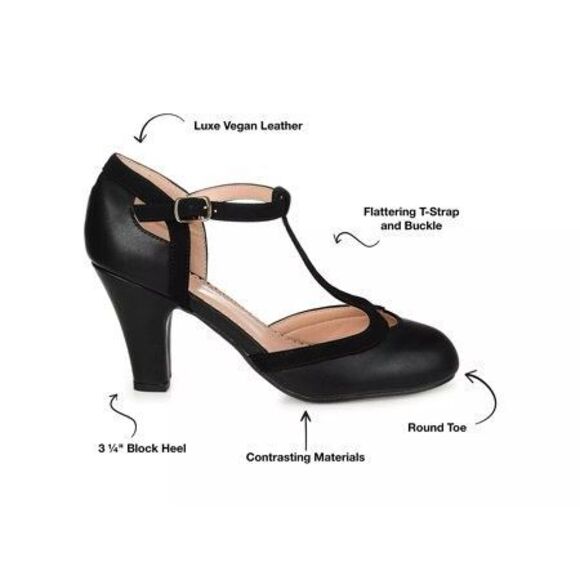 Brinley Co. Olina Grey Faux Leather T-Strap Mary Jane Heels, Size 8.5, NIB - Picture 3 of 15